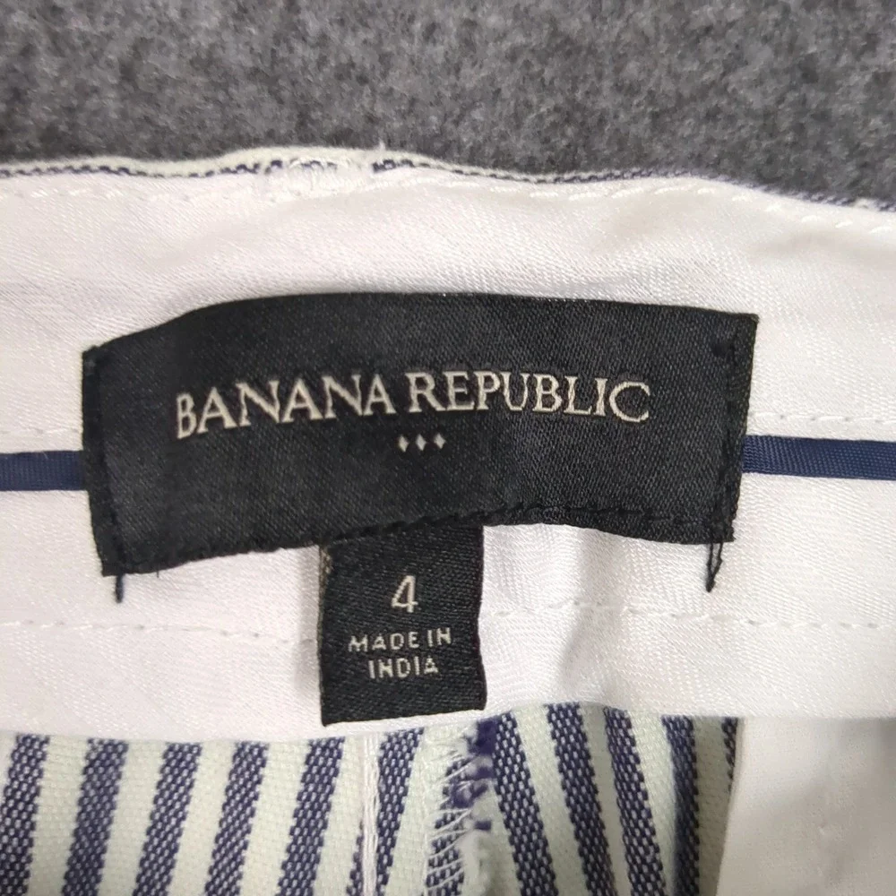 Banana Republic Womens Blue White Striped Chino‎ Shorts Size 4 Nautical Preppy
